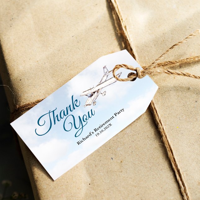 Pension Party Gift-Märkre med flygplanskonstruktio Presentetikett (Skapare uppladdad)