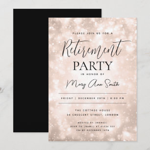 Pension Party Glam Ro Guld Champagne Gnistra Inbjudningar