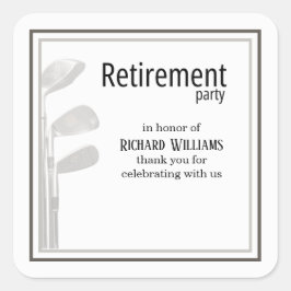 Pension Party Golf Modern Corporate Black White Fyrkantigt Klistermärke