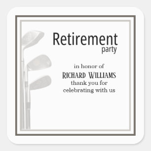 Pension Party Golf Modern Corporate Black White Fyrkantigt Klistermärke