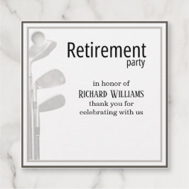 Pension Party Golf Modern Corporate Black White Gåvor Etiketter