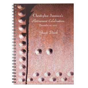 Pension Party Guest Bok, Faux Rusty Metall Anteckningsbok