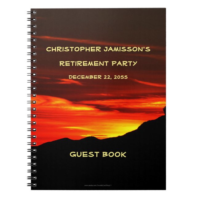 Pension Party Guest Bok, Kolob Sunset Spiral Anteckningsbok Med Spiral (Framsidan)