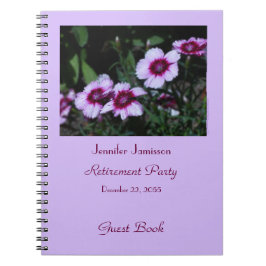 Pension Party Guest Bok, Lila blommor, Anteckningsbok Med Spiral