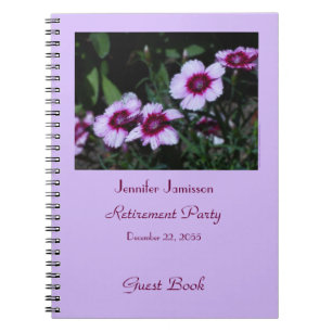 Pension Party Guest Bok, Lila blommor Anteckningsbok Med Spiral