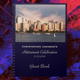 Pension Party Guest Bok, NYC Manhattan Skyline Anteckningsbok Med Spiral