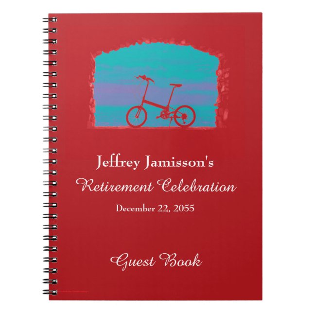 Pension Party Guest Bok, Red Bicycle Anteckningsbok Med Spiral (Framsidan)