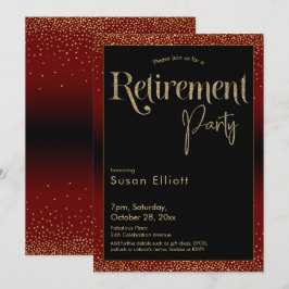 Pension Party Guld Glitter om Mörk Burgundy Red Inbjudningar