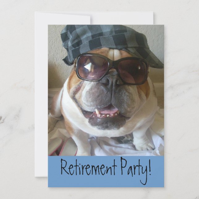 Pension Party-inbjudningar till engelska bulldog Inbjudningar (Framsida)
