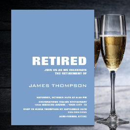 Pension Party Modern Dusty Blue White Inbjudningar