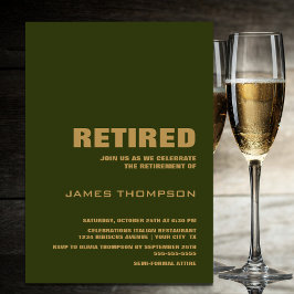 Pension Party Modern enkel Grönt och Guld Inbjudningar