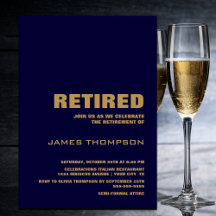 Pension Party Modern enkel marin blå och Guld