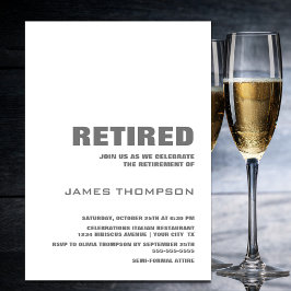 Pension Party Modern Simple White och Grått Inbjudningar