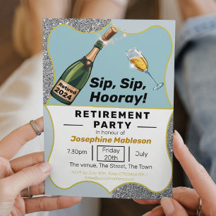 Pension Party, nyligen pensionerad, klassisk Vinta Inbjudningar