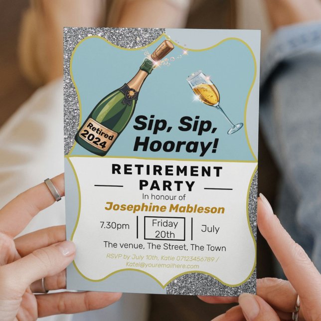 Pension Party, nyligen pensionerad, klassisk Vinta Inbjudningar (Skapare uppladdad)