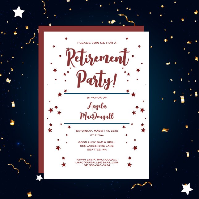 Pension Party, Red Stars Inbjudningar (Skapare uppladdad)