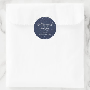 Pension Party Round Sticker Elegant Silver flottan Runt Klistermärke