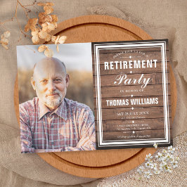 Pension Party Rustic Barn Wood Photo Inbjudningar