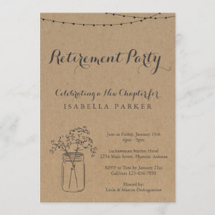 Pension Party Rustic Kraft Papprare Inbjudningar