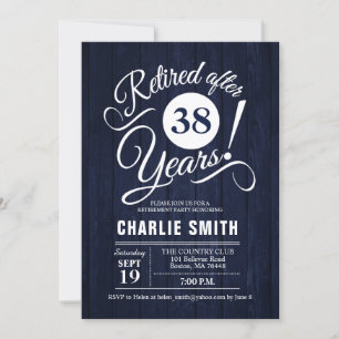 Pension Party - Rustic Navy Wood White Inbjudningar