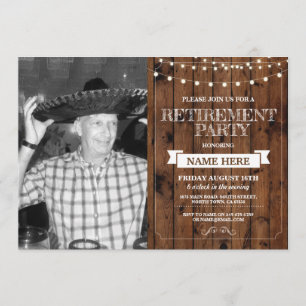 Pension Party Rustic Redragen Wood Foto Inbjudningar