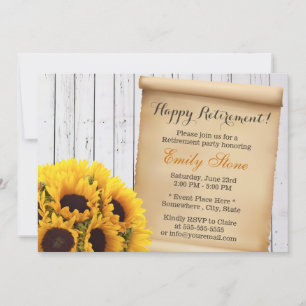 Pension Party Rustic Solblommor White Barn Wood Inbjudningar