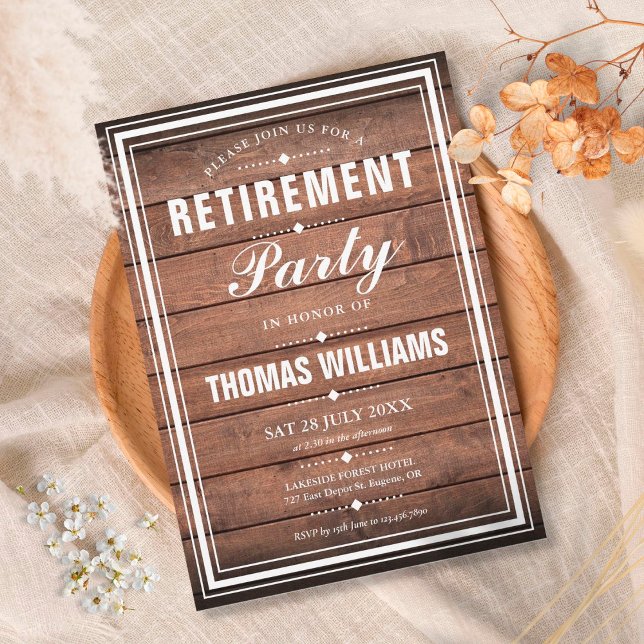 Pension Party Rustic Wood Panels Inbjudningar (Skapare uppladdad)