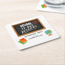 Pension Party School Teacher Blackboard Underlägg Papper Kvadrat