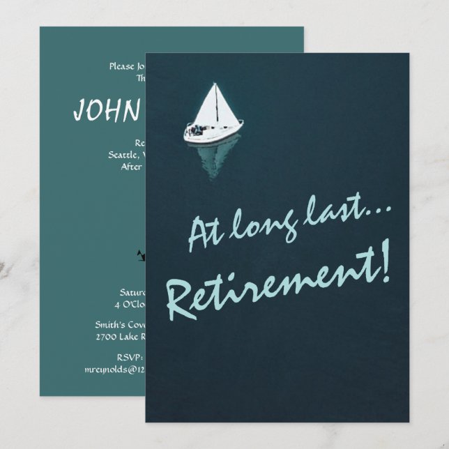 Pension Party - Segelbåt på Tranquil Vatten - Inbjudningar (Fram/baksida)