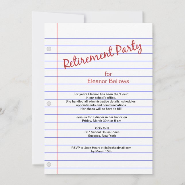 Pension Party skoltema Inbjudningar (Framsida)