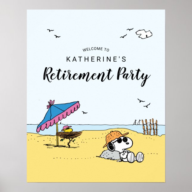 Pension Party | Snoopy & Woodstock på stranden Poster (Framsidan)