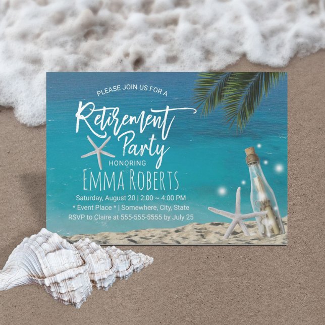 Pension Party Tropiska Starfish Beach Flaska Inbjudningar (Skapare uppladdad)