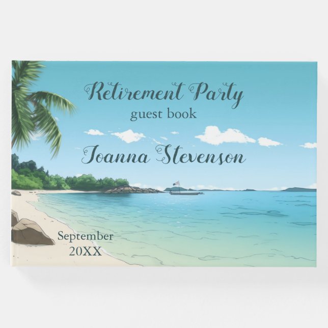 Pension Party Tropiska stranden Handflatan Träd Gästböcker (Framsida)