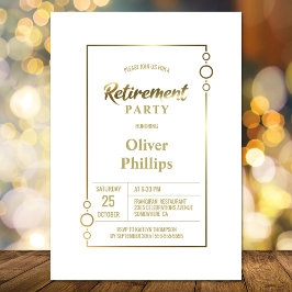 Pension Party White med Guld Ram Party Inbjudningar