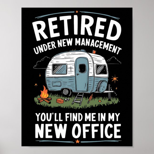 Pension Pensionerad Rolig Camper Camp Camping  Poster (Framsidan)