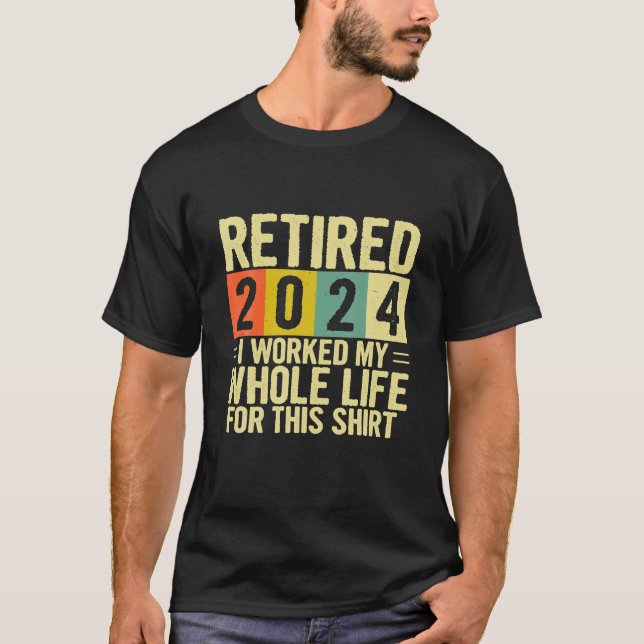 Pension pensionerade 2024 och arbetade hela mitt l t shirt (Framsida)