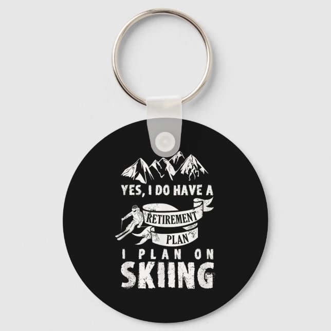 Pension Plan Skiing Ski Skier Retire Funny Gift Nyckelring (Framsida)