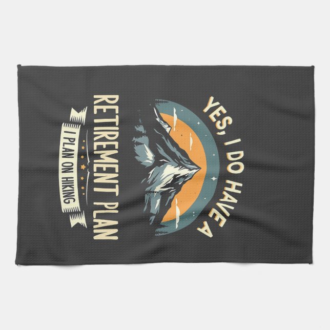 Pension-planen som skyller på Pappa utanför dörrar Kökshandduk (Horisontell)