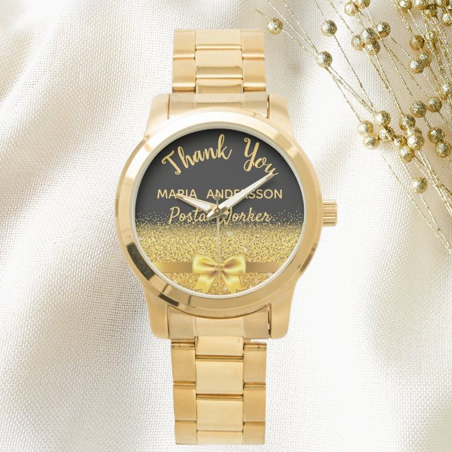 Pension Postal Worker Black guld tack Armbandsur (Skapare uppladdad)