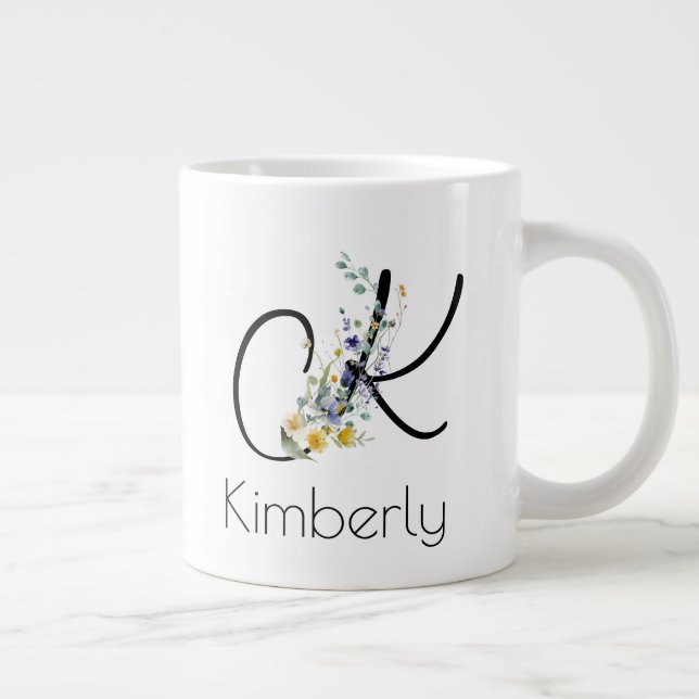 Pension-presentarbetsgivarens monogram vattenfärg jumbo mugg (Höger)