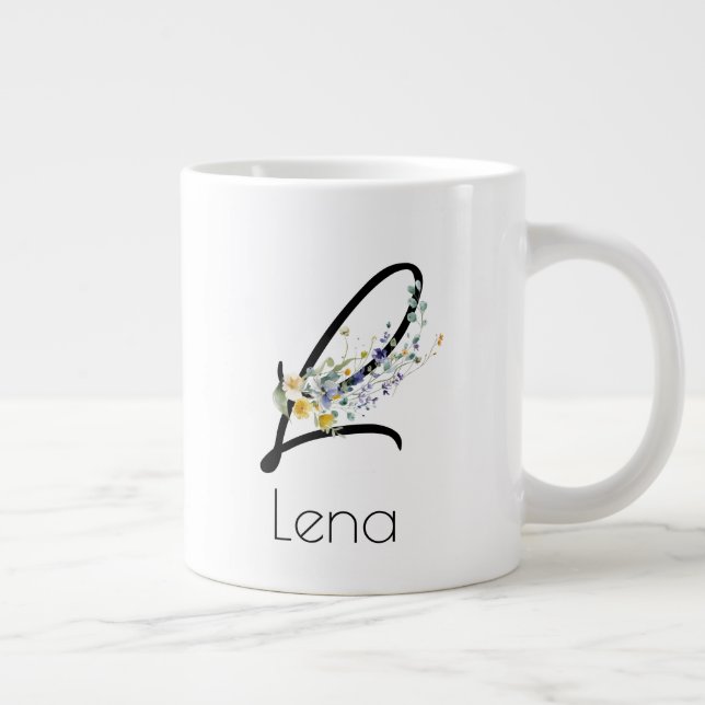 Pension-presentarbetsgivarens monogram vattenfärg jumbo mugg (Höger)