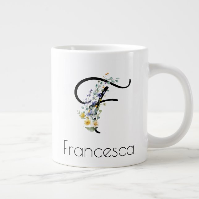 Pension-presentarbetsgivarens monogram vattenfärg jumbo mugg (Höger)