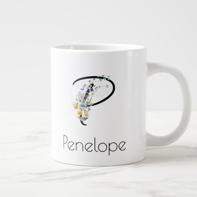 Pension-presentarbetsgivarens monogram vattenfärg jumbo mugg (Höger)