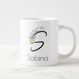 Pension-presentarbetsgivarens monogram vattenfärg jumbo mugg