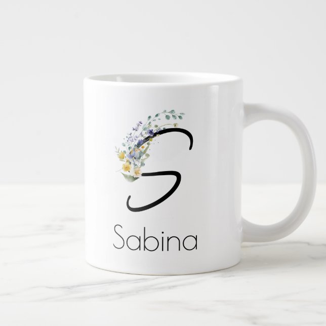 Pension-presentarbetsgivarens monogram vattenfärg jumbo mugg (Höger)