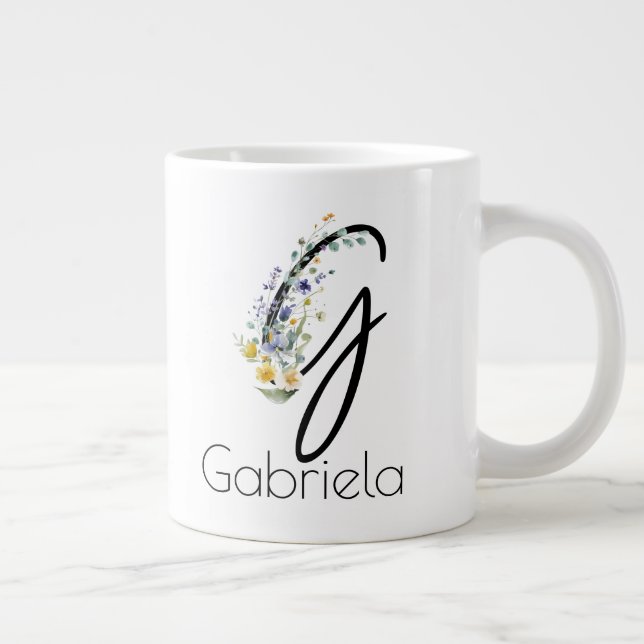 Pension-presentarbetsgivarens monogram vattenfärg jumbo mugg (Höger)