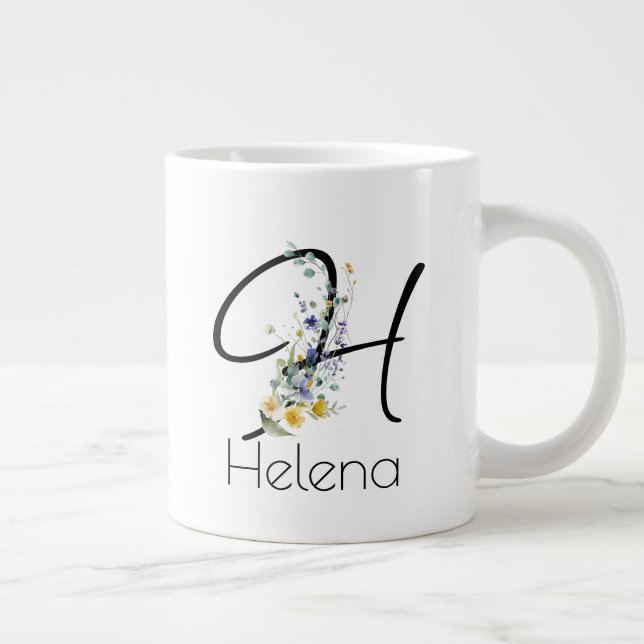 Pension-presentarbetsgivarens monogram vattenfärg jumbo mugg (Höger)