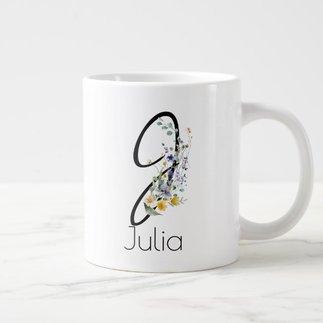 Pension-presentarbetsgivarens monogram vattenfärg jumbo mugg (Höger)