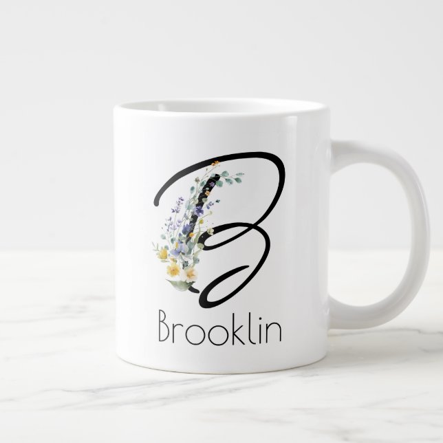 Pension-presentarbetsgivarens monogram vattenfärg jumbo mugg (Höger)