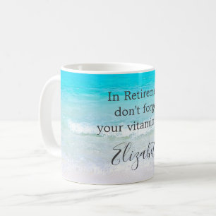 Pension Quote Beach Sea Sand Gift Kaffemugg
